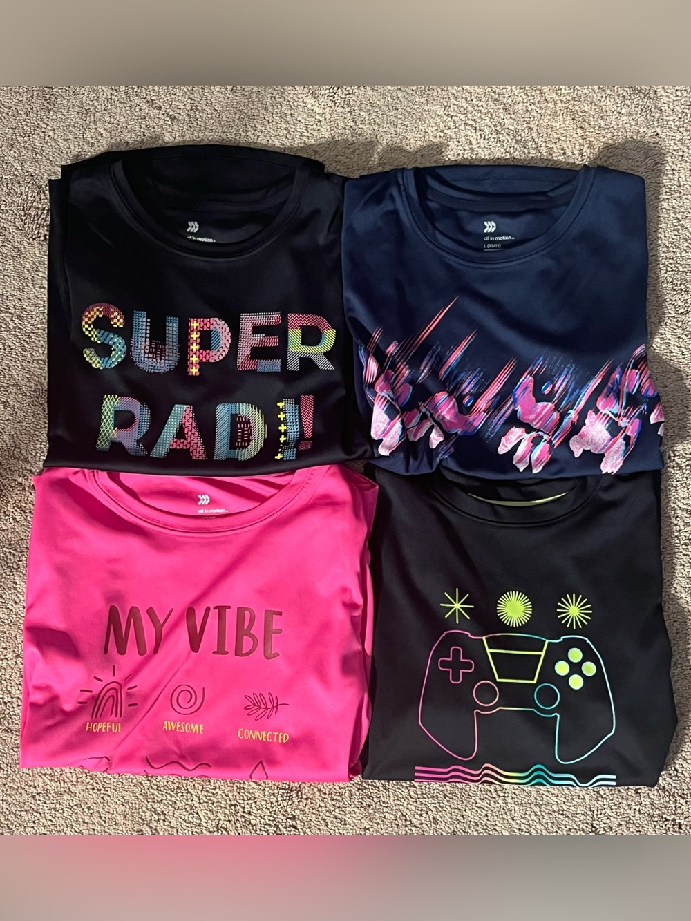 4 all in motion Girls Graphic Active Tops size L (10/12)